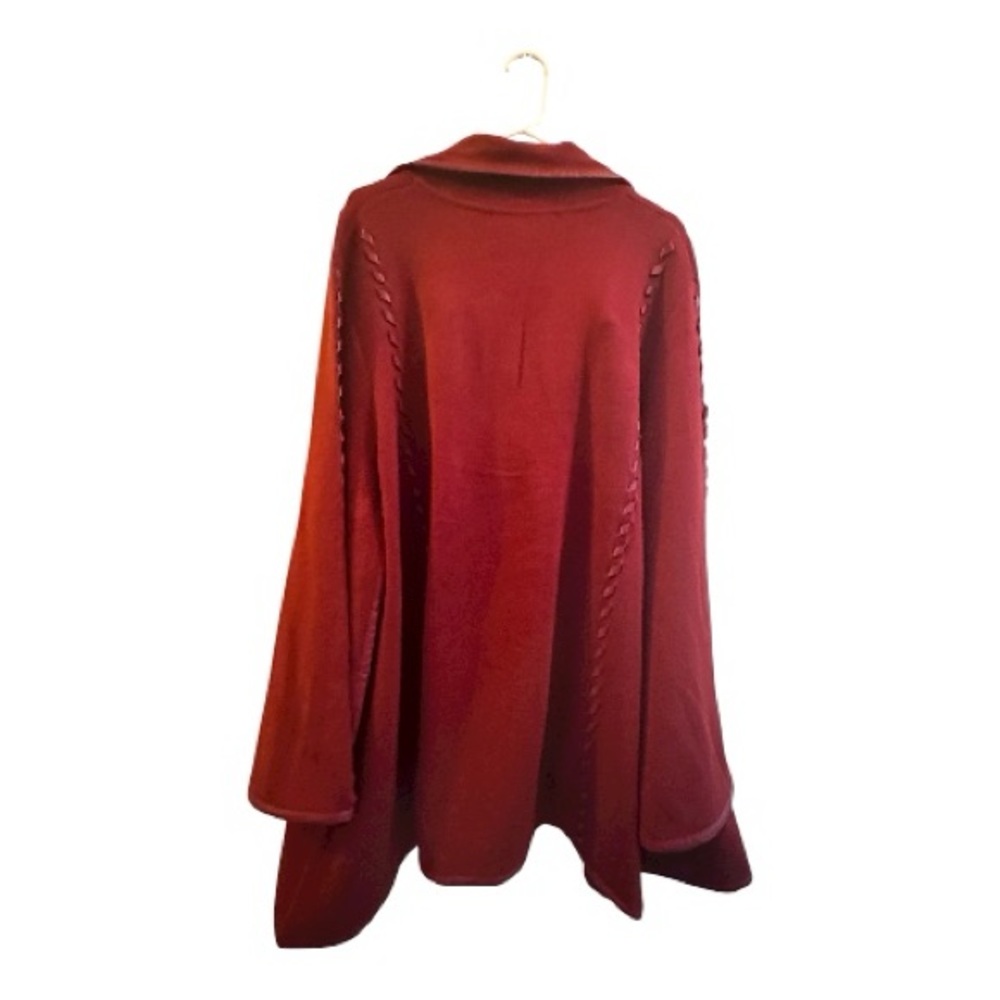 Patricia Nash Maroon Hand Laced Open Sleeve Cape New One Size - Picture 4 of 16